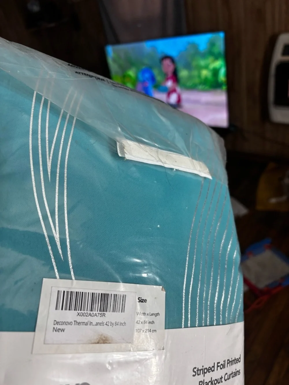 NWT Deconovo Striped Foil Printed Blackout Curtains - Teal